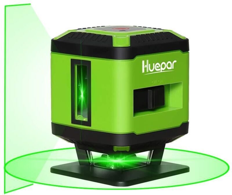 Huepar - FL360G Fliesen Laser Grün, Kreuzlinienlaser für die Verlegung von Fliesen, Umschaltbar Selbstnivellierenden 360...
