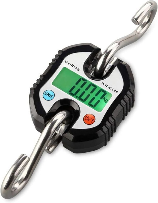 Gepäckwaage, Koffer mit 2 Haken, Edelstahl, digitaler Kran, tragbare LCD-elektronische Hängewaage, Waage für Zuhause, Ba...