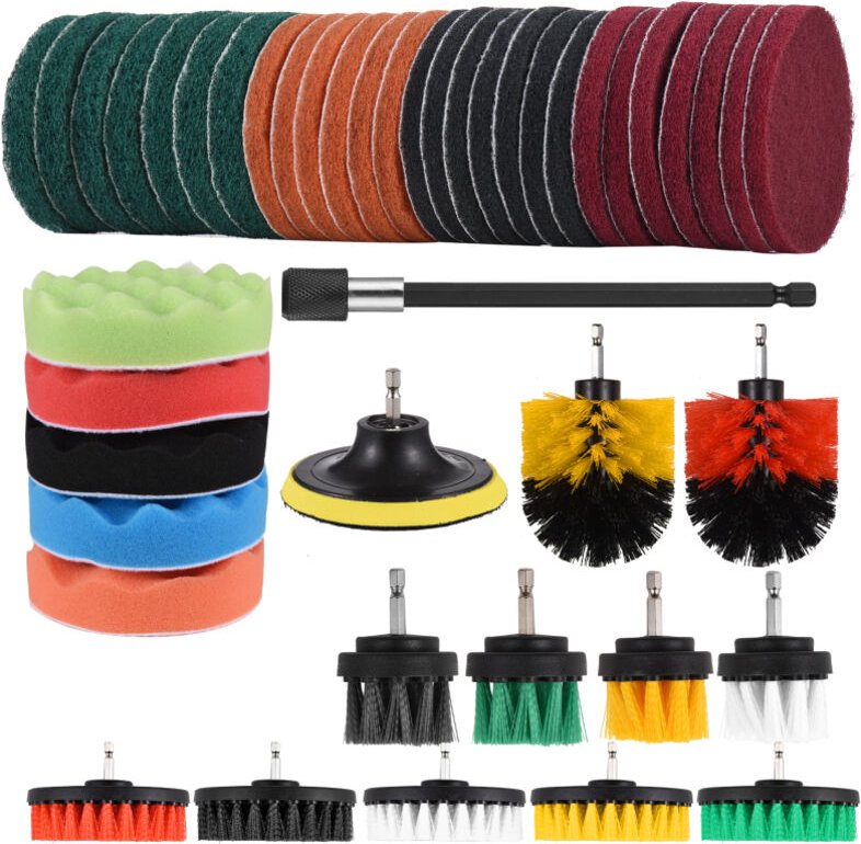 Set di accessori per la pulizia del trapano Geevorks da 45 pezzi: tamponi, spugne, spazzole di varie dimensioni, spazzol...