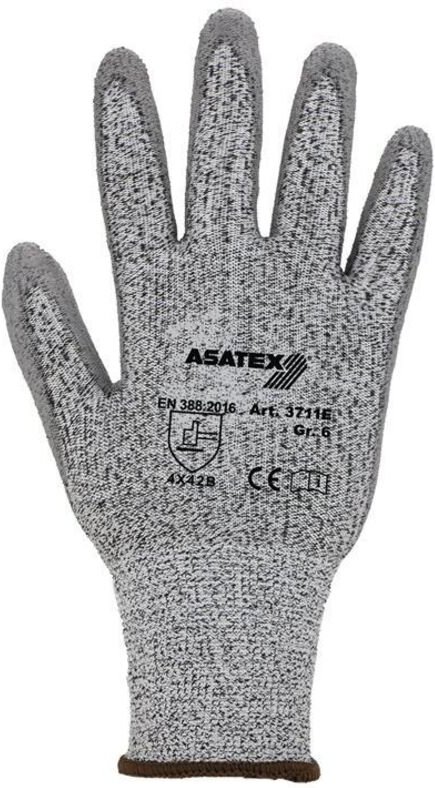 Asatex - 3711E Schnittschutzhandschuhe Gr.07 grau/grau en 388 Kategorie ii hdpe