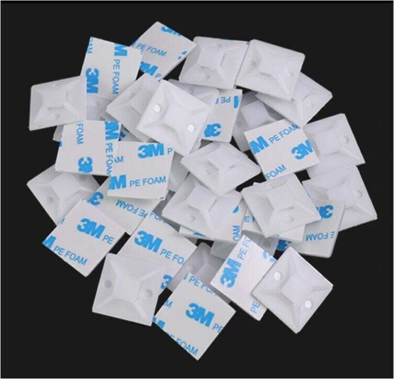 Klebesockel für Kabelbinder, 100 Stück (18,5 mm x 18,5 mm), selbstklebende Kabelbinder, selbstklebende Kabelbinder, Kuns...