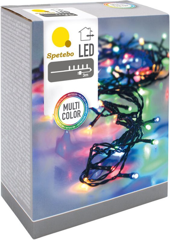 Spetebo - led Weihnachts Lichterkette bunt - 180 led / 16,5 m - Deko Beleuchtung für Außen