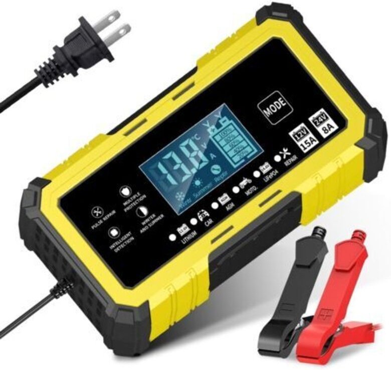 12V 15A / 24V 8A Gelbes Impulsladegerät 12V 15A / 24V 8A, 14,6V 15A Lithium-Eisenphosphat-Batterieladegerät für Motorräd...
