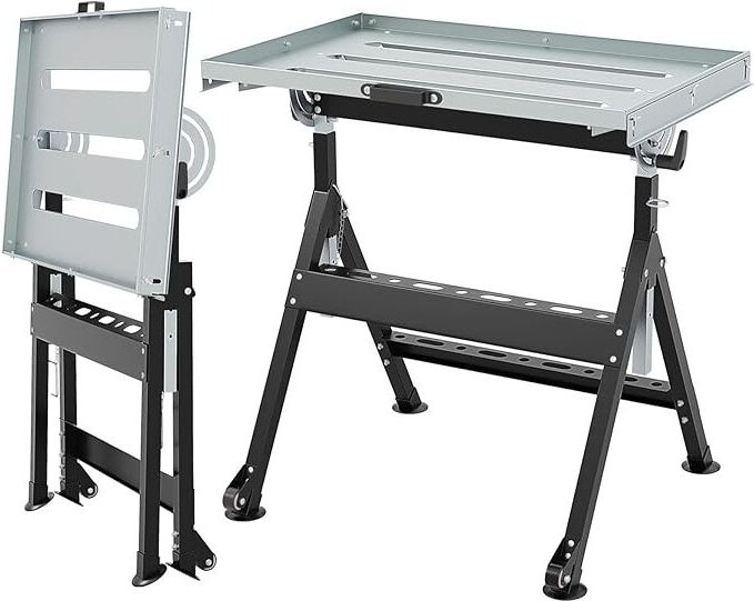 GOPLUS Verstellbarer Schweißtisch, tragbarer Metallständer mit einstellbarem Winkel & Höhe, klappbare Werkbank mit 2 fes...