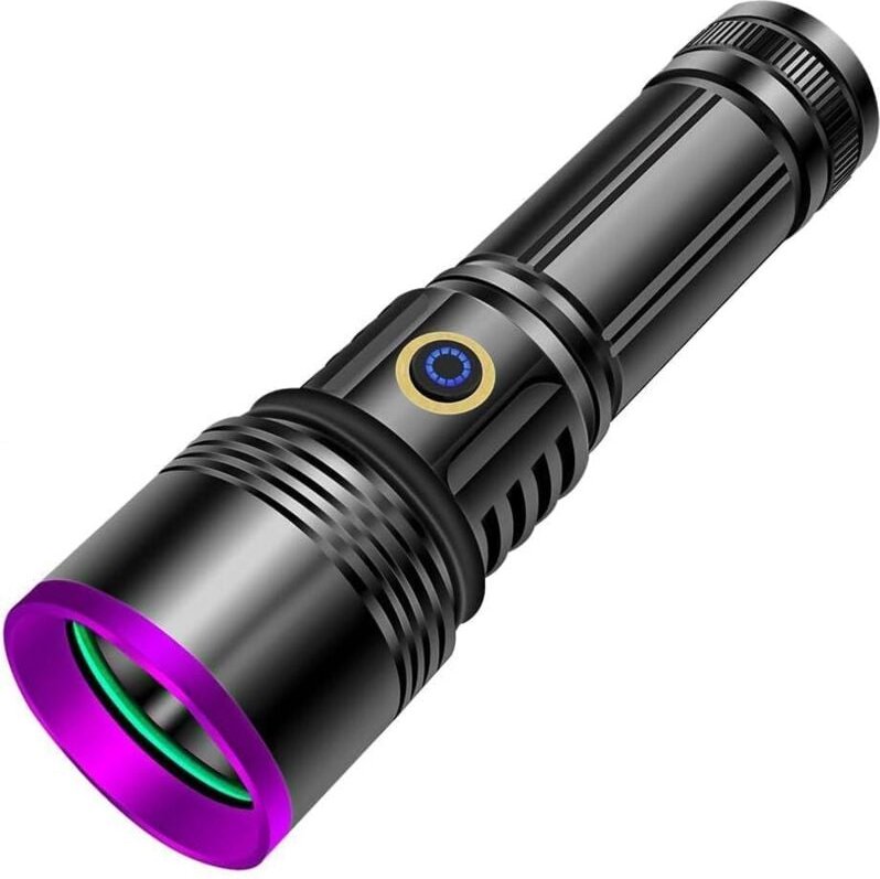 Thumbnail - 20 W UV-LED-Taschenlampe, 365 nm, leistungsstarke Wood-Lampe, wiederaufladbar über USB, ultraviolettes Schwarzlicht, Uri...