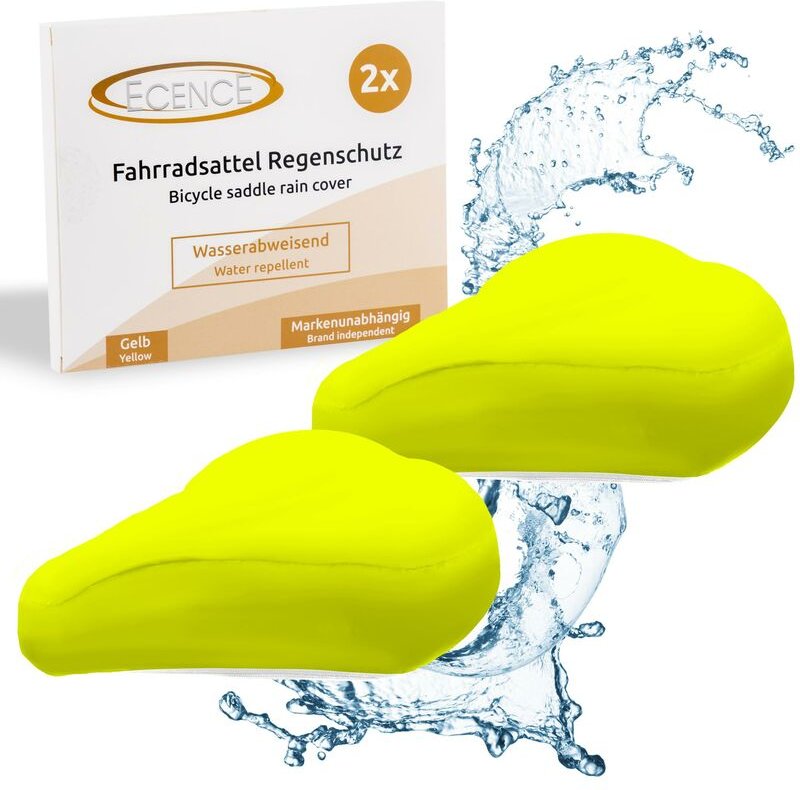 Ecence - 2x Sattelüberzug Gelb Regenschutz Fahrrad-Sattel-Schutz-Bezug wasserabweisend