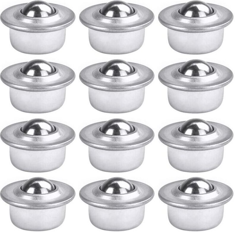 12 Stück Transferrollen mit Universal-Kugellagern aus verzinktem Kohlenstoffstahl, robuste, montierte Kugellagerrollen f...