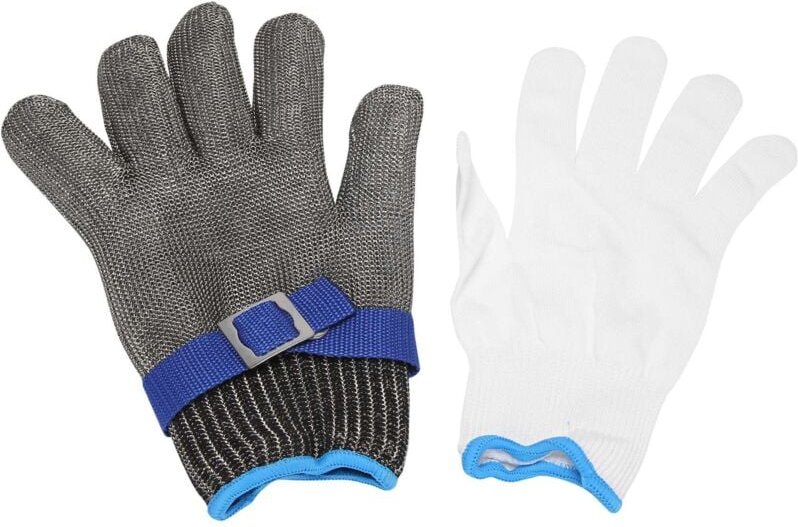Schnittfeste Handschuhe Edelstahl-Drahtgeflecht Sicherheitsarbeit Für Das Fleisch Schneiden, Angeln(Extra Groß)