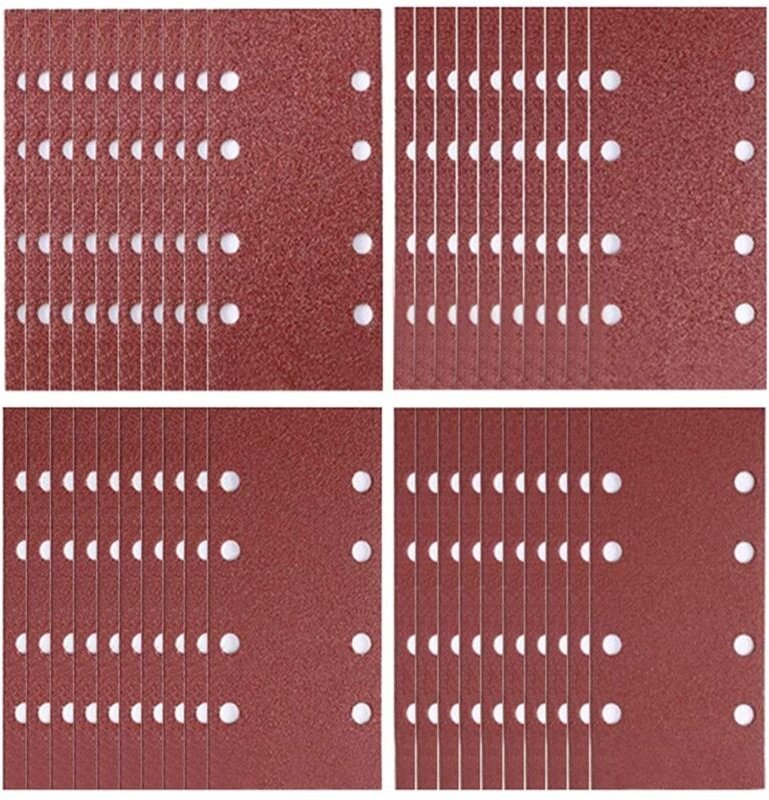 40 Stück Schleifblätter 93 x 185 mm mit 8 Löchern für Exzenterschleifer Körnung 40/60/80/120