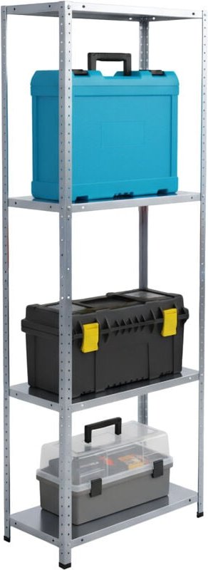 Relaxdays Lagerregal, verzinkter Stahl, HBT 180 x 60 x 40 cm, 160 kg, 4 Ebenen, Keller & Garage, Schwerlastregal, silber