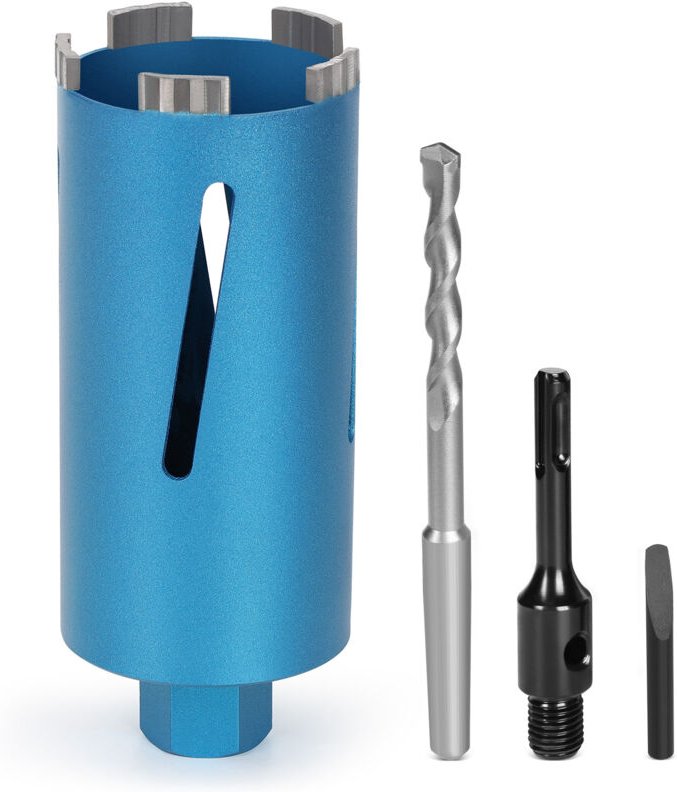 M22 Diamantbohrkrone Kernbohrer für Kernbohrgerät mit Turbo, inkl. SDS-Plus, Ø 82mm, Gesamtlänge 200 mm, Nass Trocken Do...