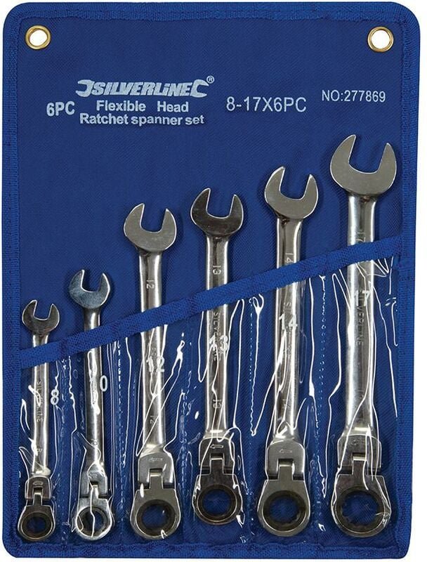 Silverline - Ring-Maul-Ratschenschlüssel mit Gelenk, 6-tlg. Satz 8–17 mm