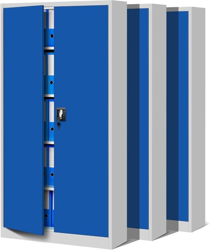 3er Set Aktenschrank C001 Metallschrank Stahlschrank Werkzeugschrank Büroschrank Lagerschrank Universalschrank Pulverbes...
