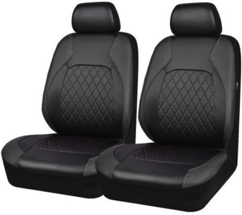 Set mit 2 universellen Kunstleder-Sitzbezügen für Vordersitze - Passend für die meisten Pkw, Lkw, Transporter und SUVs (...