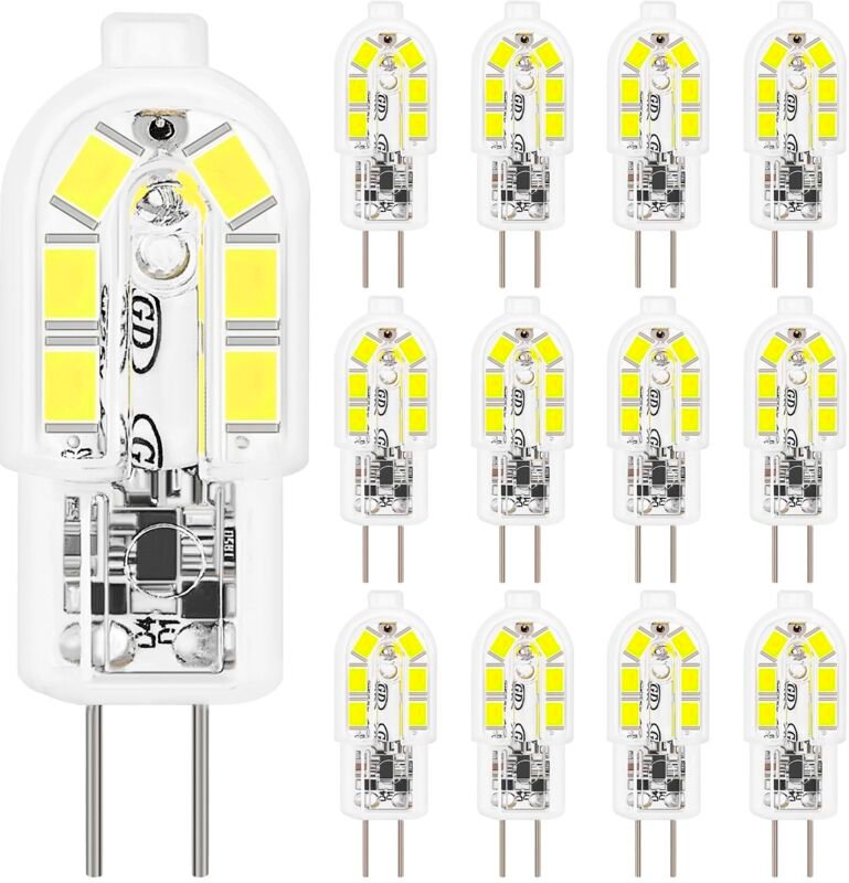 G4-LED-Glühbirne, 12 Stück, 2 W, LED-Glühbirnen, entspricht 20 W Halogenlampe, G4-Glühbirne, Kaltweiß 6000 K, 200 lm, ke...