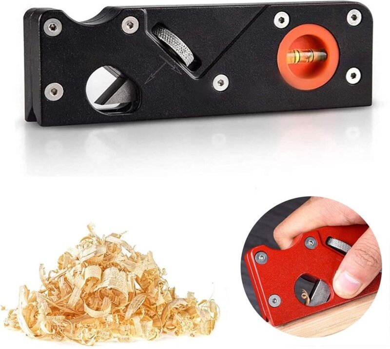 Handhobel aus Metall für Holzbearbeitung, Fasen, Kantenglätten, tragbar, schwarz, 1 Stück