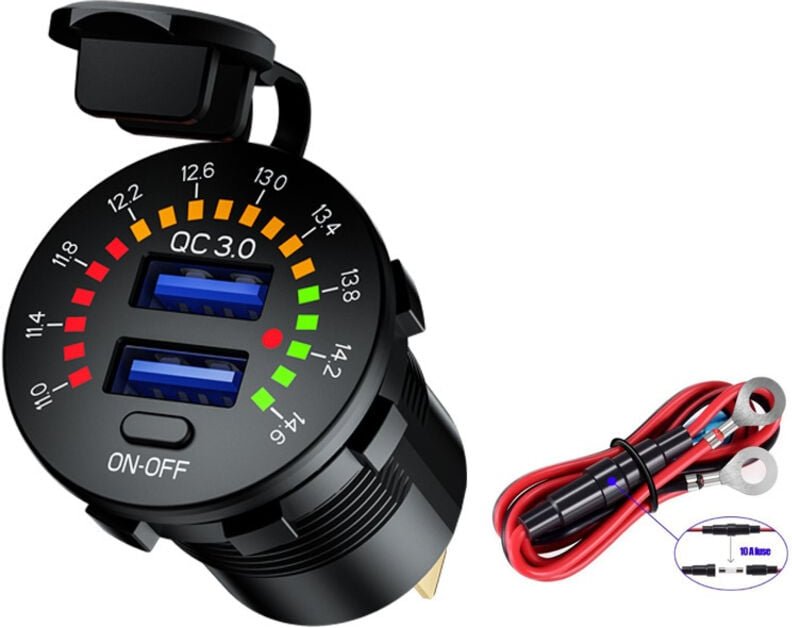 Quick Charge 3.0 USB-Autoladebuchse 12 V/24 v, QC3.0 Dual-USB-Schnellladebuchse, geeignet für Boote, Marinefahrzeuge, Mo...