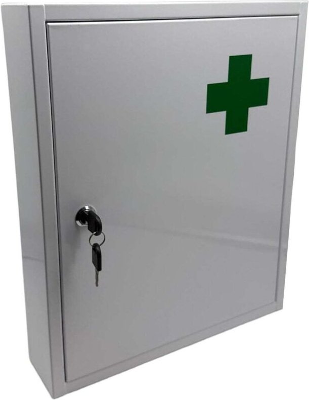 Abschließbarer Medizinschrank - Weiß, 5 Fächer