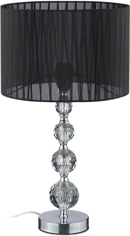 Tischlampe, Nachttischlampe im Kristalldesign, HxD 54 x 29,5 cm, E27 Fassung, Tischleuchte mit Schirm, schwarz - Relaxda...