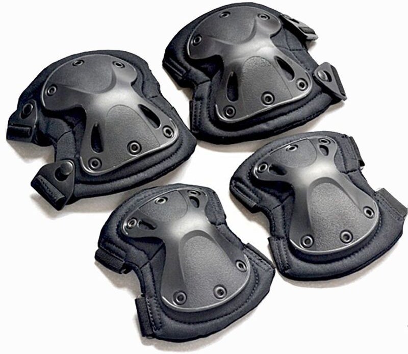 Militärische taktische Kampf-Hart-X-Knie-Ellbogenschützer, taktischer Schutz, Sport-Sicherheitshandschuhe (schwarz)