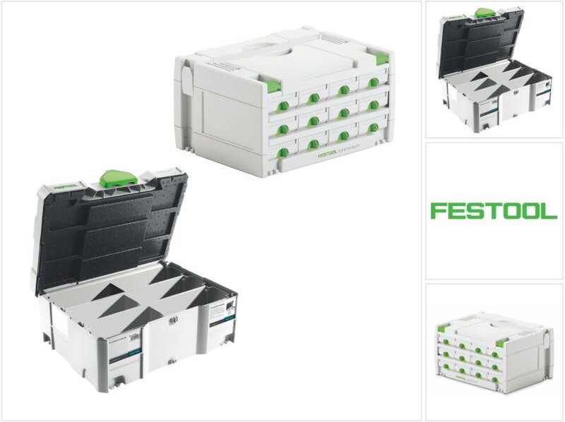 Festool Sortainer Set SYS 3-SORT/12 ( 491986 ) Sortiment Koffer + Systainer T-LOC SORT-SYS 2 TL Domino ( 498889 )