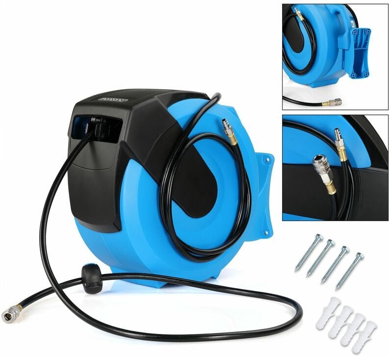 Deuba Druckluftschlauch Aufroller automatisch 30m 1/4 Anschluss Schlauchtrommel Abroller Schlauchaufroller