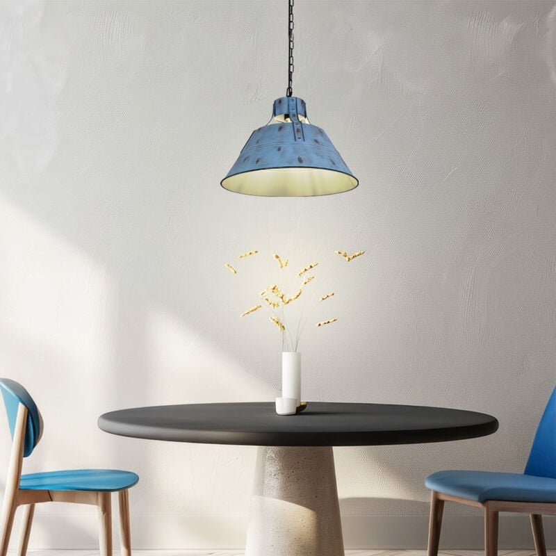 Thumbnail - Decken Pendel Lampe Wohn Zimmer Industrie Design Hänge Leuchte blau im Set inkl. led Leuchtmittel