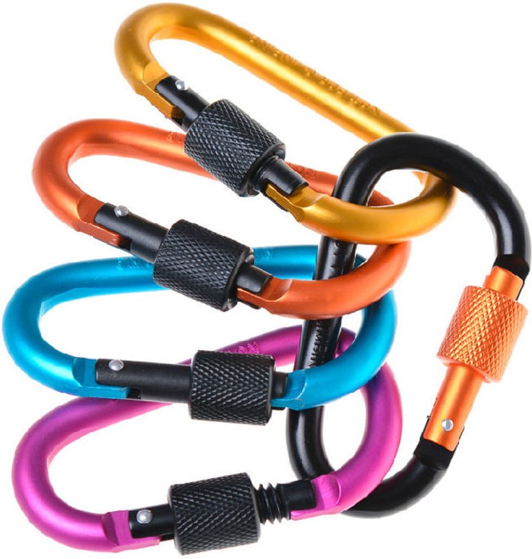 10 Stück D-förmige Karabiner-Schlüsselanhänger aus Aluminiumlegierung, mehrfarbig, für Bergrucksack/Zelt/Hängematte/Schl...