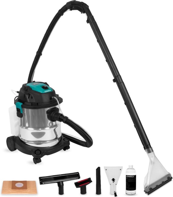 VONROC Teppichreiniger 1400W – Staubsauger – Zum Nass- und Trockensaugen – Inkl. Reinigungsmittel, Staubbeutel & verschi...