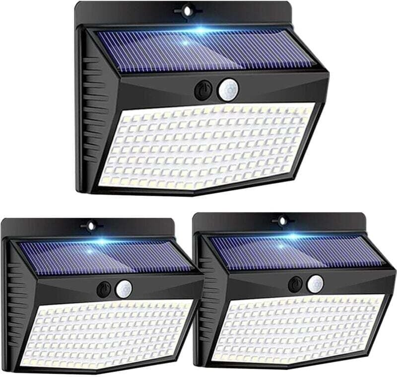 Solarlicht für den Außenbereich, Bewegungsmelder, 3er-Pack mit 138 LEDs, wasserdicht, kabellos, 3 Modi, LED-Strahler, So...