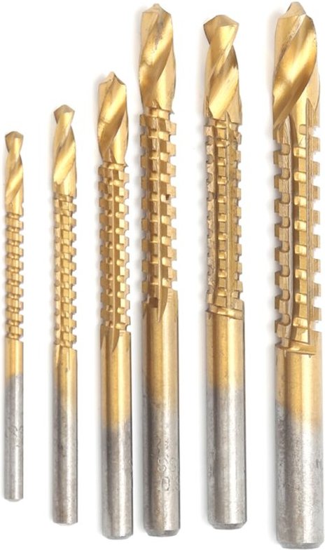 6-teiliges Set gezahnter Bohrer, verwindungsfrei, handgeführte elektrische Holzsägebohrmaschine, All-in-1-Lochstanzwerkz...