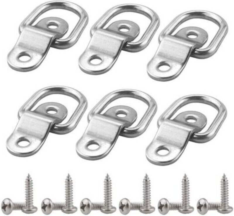 6 Stück Zurrösen aus Edelstahl D Ring Befestigungsring mit Schrauben für Anhänger Boote Auto Fracht Autos LKWs