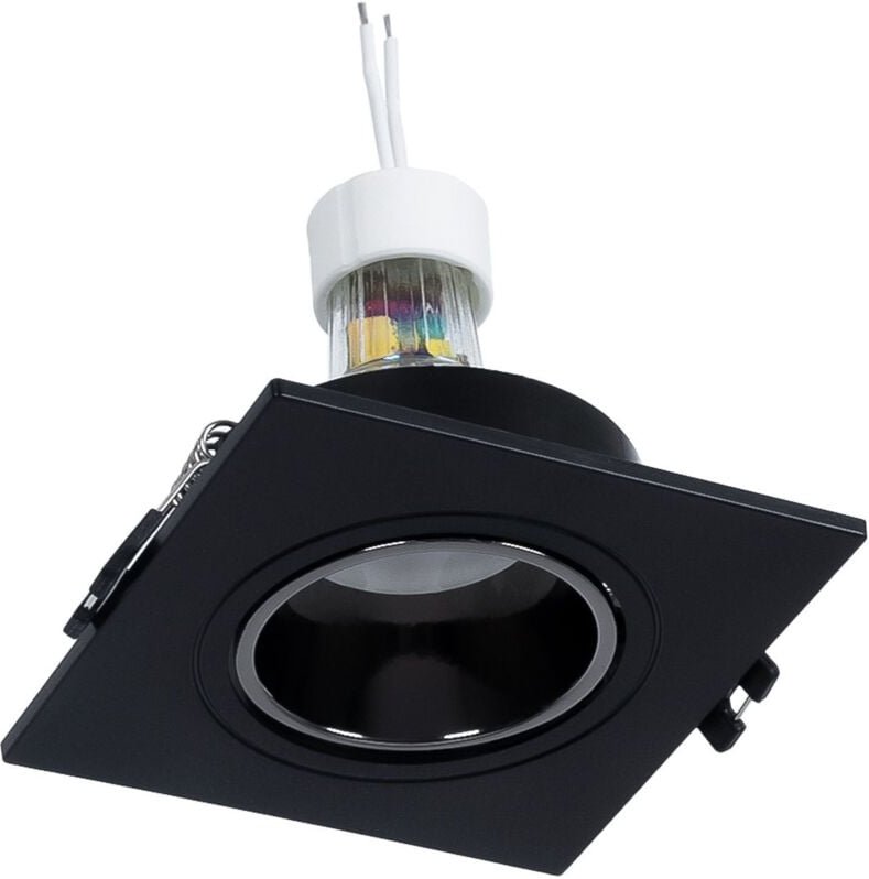 Einbaustrahler Set eckig 93x93mm (grau/schwarz) + Glühbirne GU10