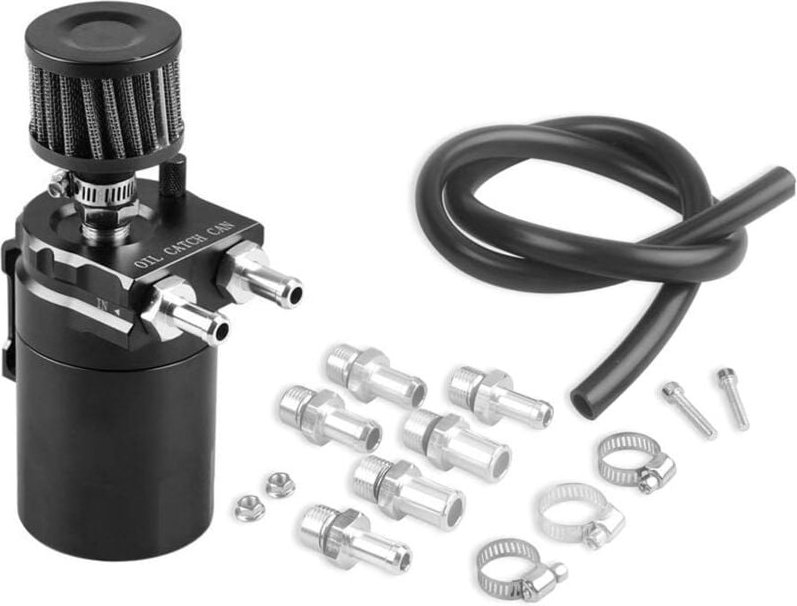 2-Port-Ölauffangbehälter aus Aluminium, Öl-Gas-Abscheider, Autoölkanister mit Ablenkblech, atmungsaktiver Kanister mit L...