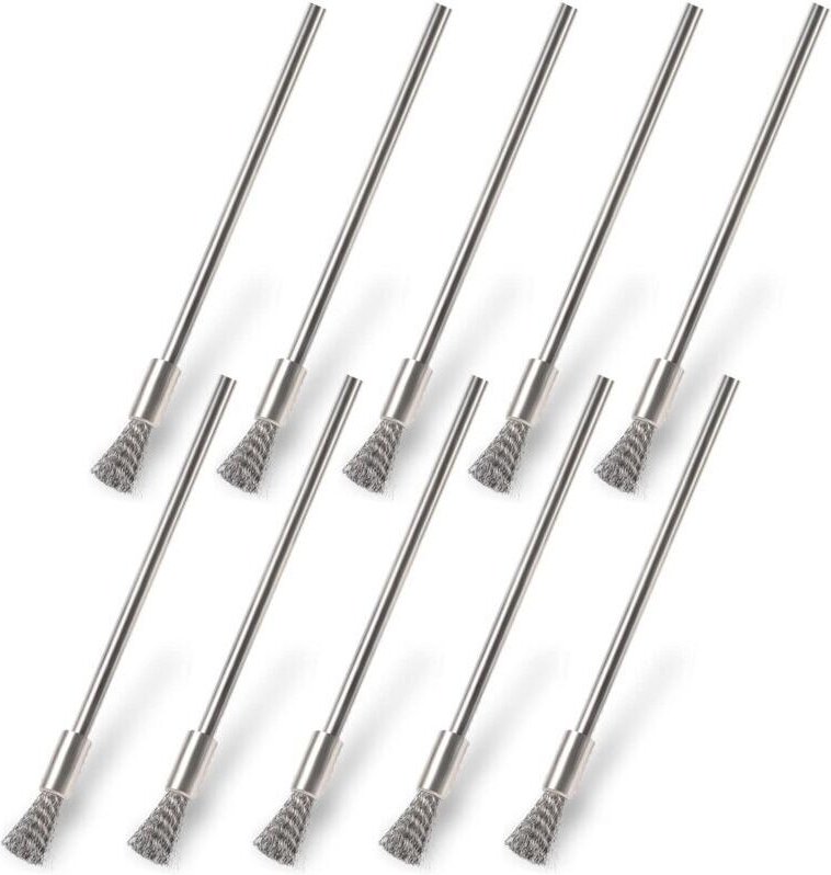 10-teiliges Edelstahl-Drahtbürstenset für Bohrmaschinen, kleine 3-mm-Stahldrahtbürsten zur Reinigung von Rost, Korrosion...