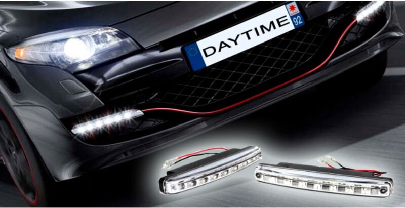 Trade Shop Traesio - Trade Shop - Autolichter-Paar-Set, 8 LED-Tagfahrlicht, hohe Helligkeit, weißes Licht -