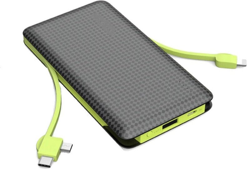 Trade Shop Traesio - Trade Shop - powerbank 10000MAH Q-A134 2 kabelanschlüsse micro usb lightning typ-c ladegerät -