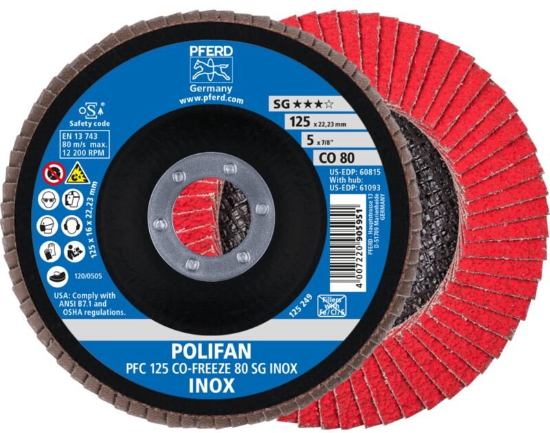 Fächerschleifscheibe cofreeze gewölbt 125mm K80 Pferd