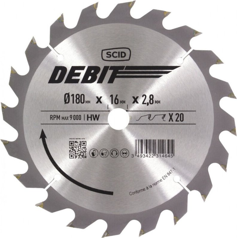 Kreissägeblatt aus Hartmetall ø 180 mm 20 16 2,8