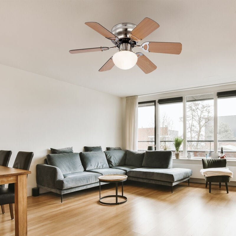 Deckenventilator mit Beleuchtung Deckenlampe Ventilator Wohnzimmer, Vor-Rücklauf 3 Stufen, wechselbare Flügel graphit bu...