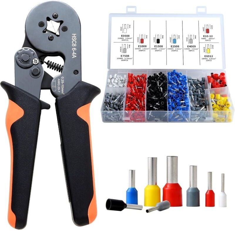 Thumbnail - Crimpzange, HSC8 6-4 Crimpzange, 1200 elektrische Crimpklemmen 0,25-10mm² - Crimpzange für Elektroinstallationen und Fah...