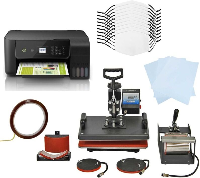 Monster Shop - 10 Gesichtsmasken für den Sublimationsdruck, 5-in-1 Hitzepresse & Drucker