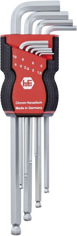 Thumbnail - Hafu - Sechskant Stiftschlüssel-Satz extra lang mit Kugelkopf Gr. 1,5-10 mm 9-tlg.