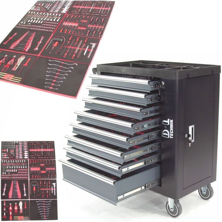 XXXL Premium Werkzeugwagen 8 Schubladen mit Werkzeug CRV 269 tlg.gefüllt 66195