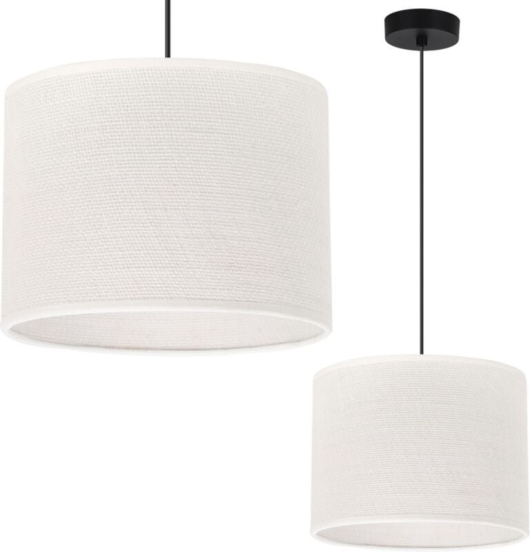 Hängelampe schwarz Jute 1 flacher weißer Lampenschirm 20 cm E27