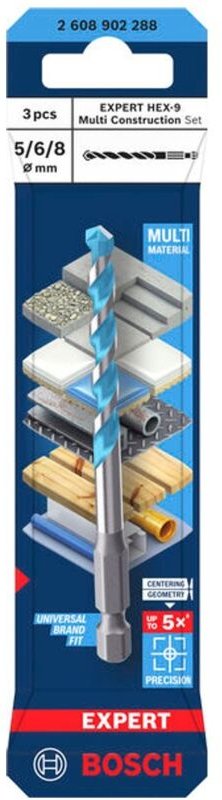 Bosch EXPERT Bohrer HEX-9 Multi Construction-Set, D= 5 / 6 / 8 mm, 3-tlg.