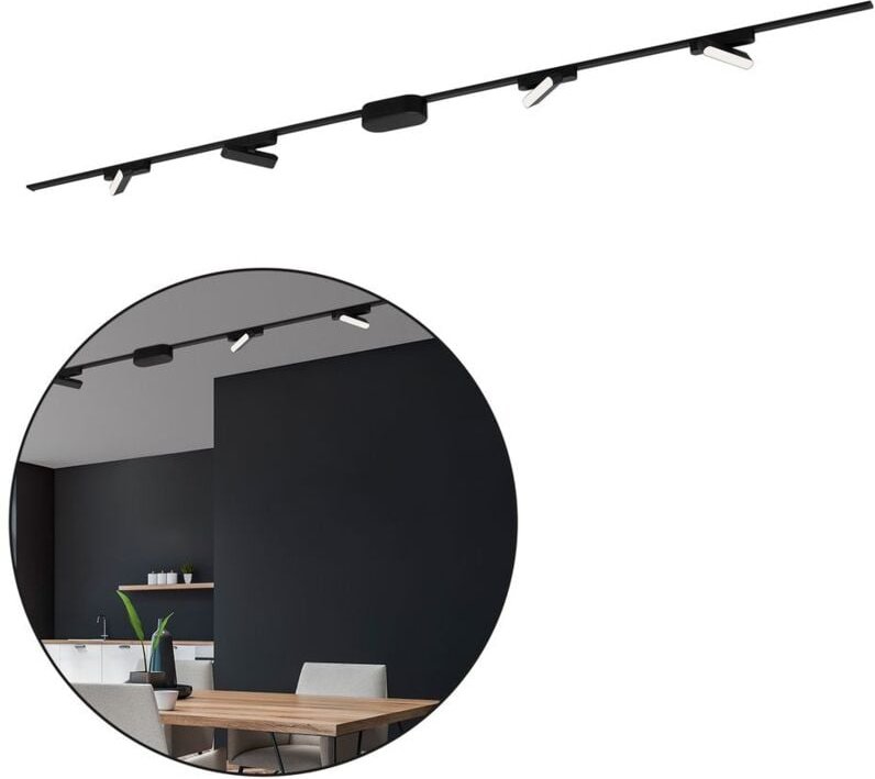 B.k.licht - Briloner Luxtrail Schienensystem, Komplettset, 8x led Spots, Schwenkbar, U-Form / Z-Form, Schwarz, 5 m