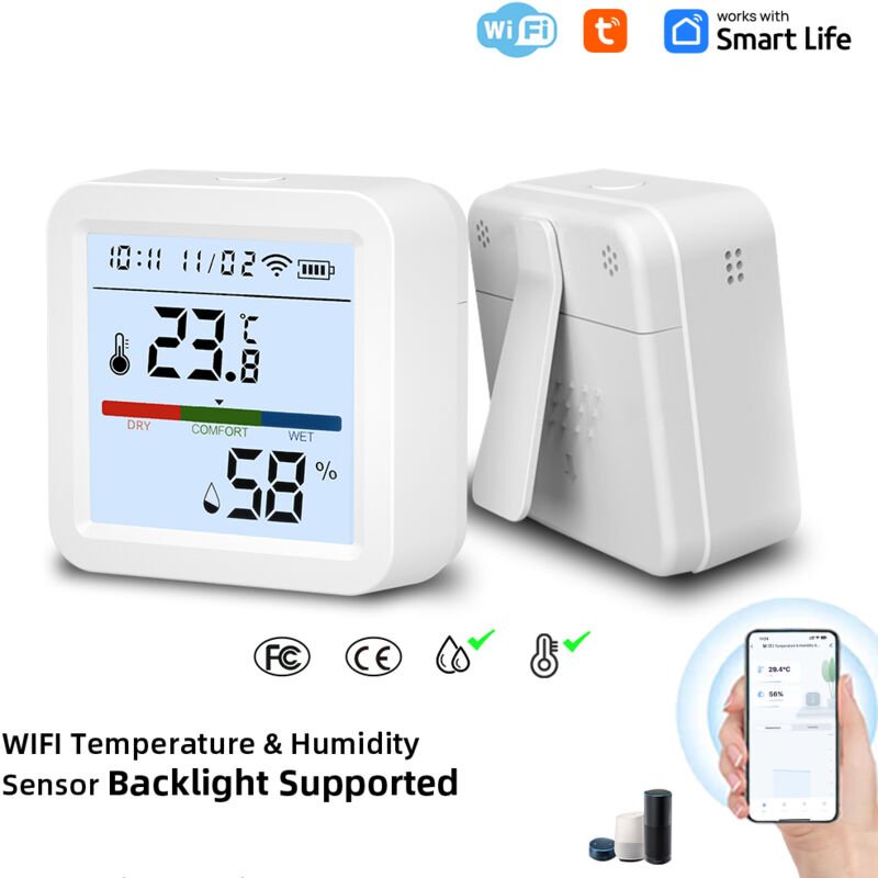 Thumbnail - Zoternen - WiFi Thermometer Hygrometer mit App – Smart Home Thermometer – LCD-Hintergrundbeleuchtung – mit abnehmbarem S...