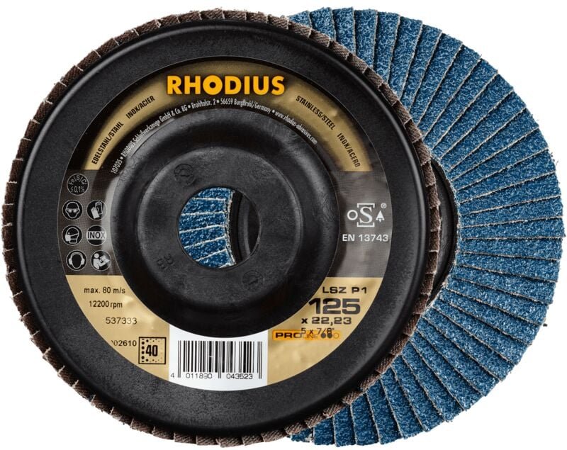 Rhodius Abrasives - rhodius lsz P1, 10 Stück, 115 mm, Korn 24, Fächerschleifscheibe