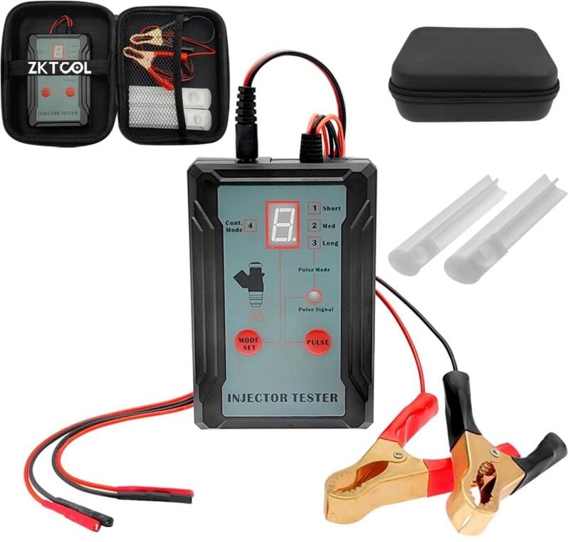 Ej.life - Einspritzdüsen-Tester, Kraftstoffeinspritzdüsen-Tester und Reinigungsset mit 2 Adaptern, 8 Impulsmodi,